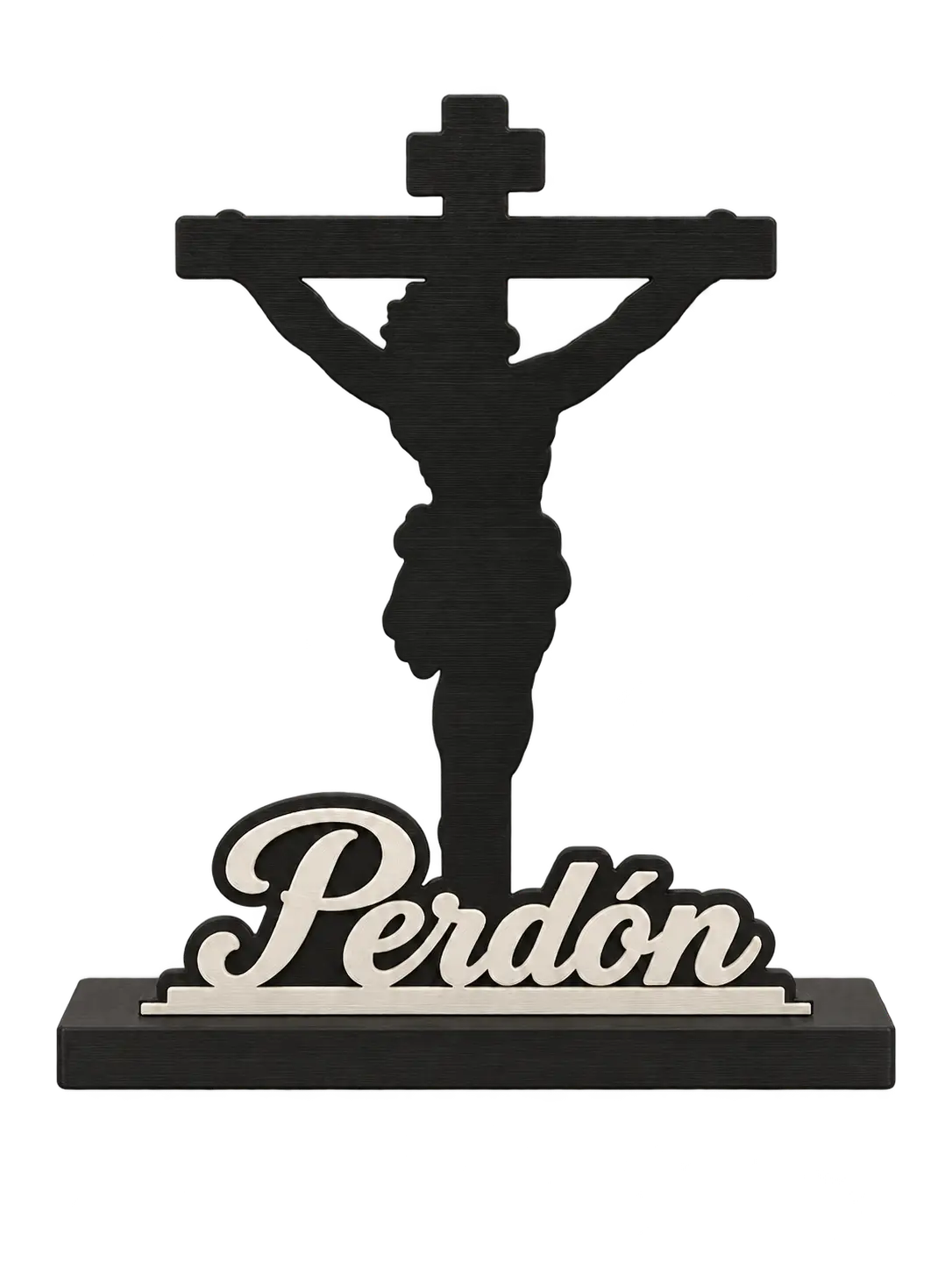 Santísimo Cristo del Perdón con peana, recreación digital con el nombre blanco roto