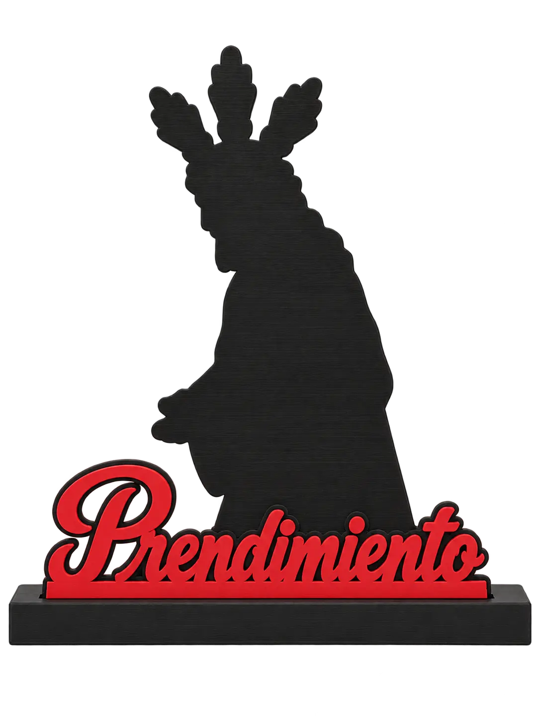Jesús en su Prendimiento con peana, recreación digital con el nombre rojo